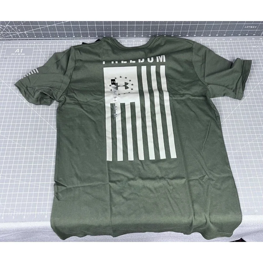 Men's Under Armour Freedom Flag Logo Tactical T Shirt NEW - Picture 2 of 7